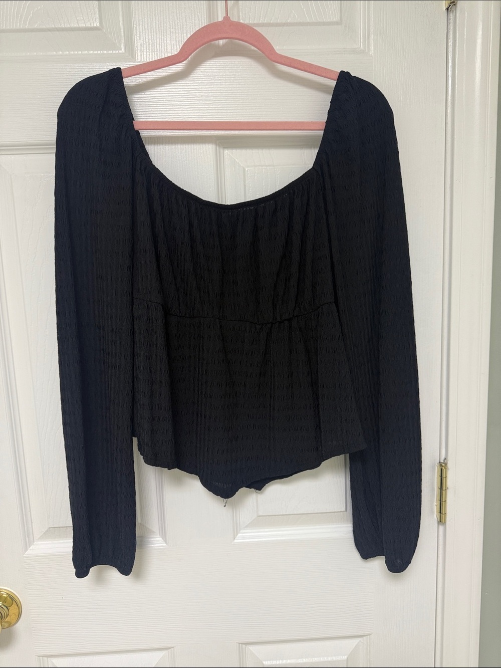SO Black Long-Sleeve Square Neck Blouse